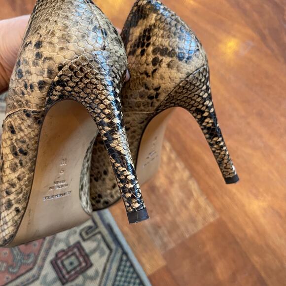 INEZ Marisol 90 in Natural Snake Emboss Ankle Boot Bootie Sz 9 Tan Black Python - Picture 13 of 16